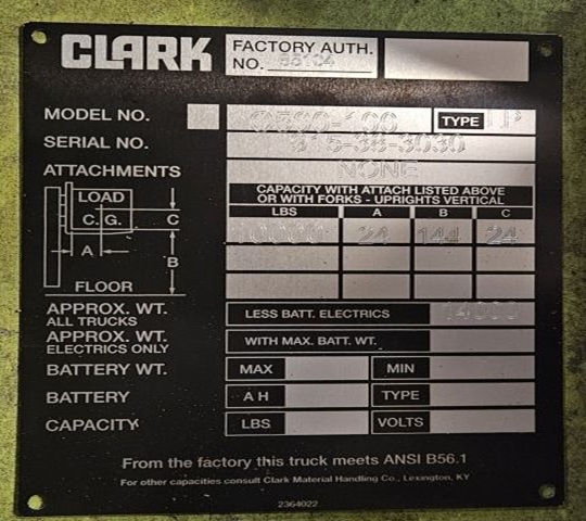 Clark 10,000 Lb. Forklift
